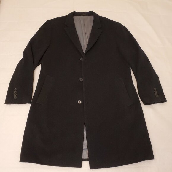 Calvin Klein Men’s Plaza Wool-Cashmere Blend Overcoat Trench Coat Black - 44L - Picture 4 of 12